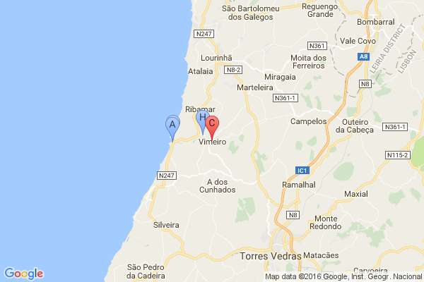 mapa de portugal vimeiro Promoções em Hotéis em Vimeiro